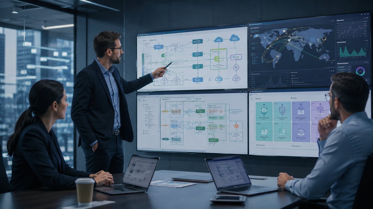 Security team analyzing data flow and cloud architecture for AI risk